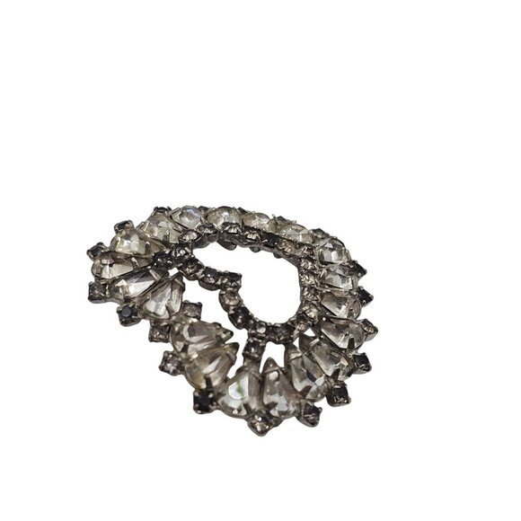 VTG Brooch Heart Shape Love Gift Sparkle Rhinestone SilverTone Romance Glam Stmt - Picture 5 of 9